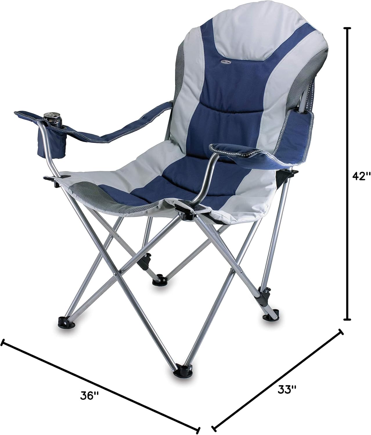 Reclining Camp Chair, Beach Chair for Adults, Sports Chair with Carry Bag - Image 3