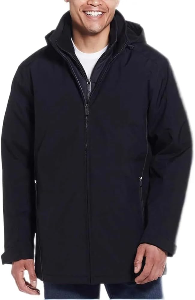 Men’s Ultra Tech Removable Fleece Lined Hood Jacket (Black,X-Large)