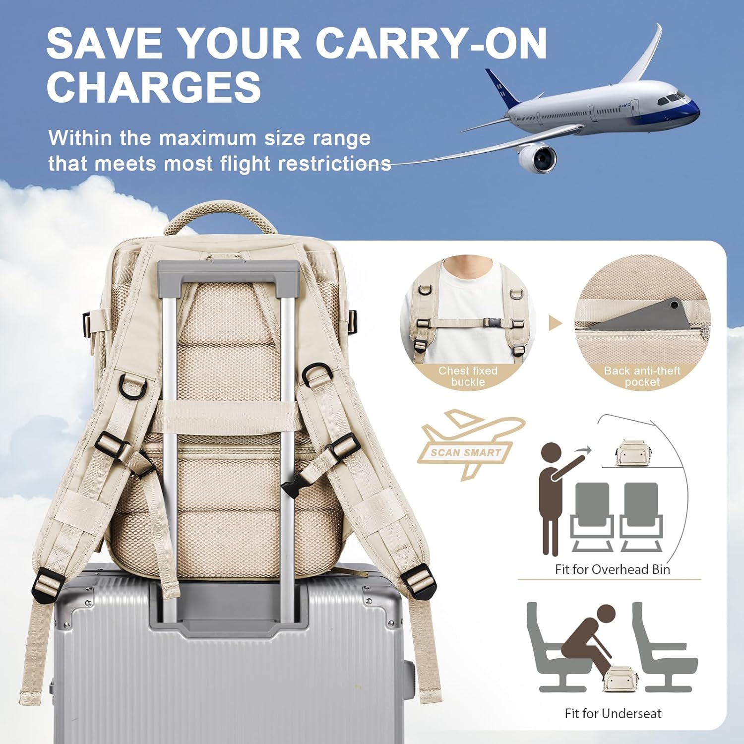 Large Travel Backpack Carry on Flight Approved Laptop Work Business Backpack for Women Men Mochila de Viaje - Image 8